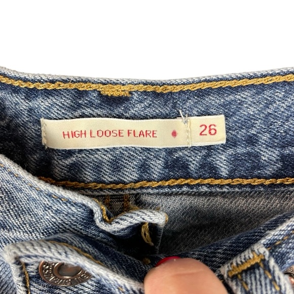 Levi’s High Loose Flare Jeans Distressed Blue sz. 26 - Picture 6 of 14
